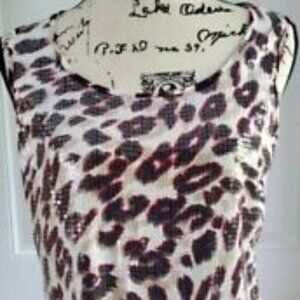 Chicos Sequin Leopard Animal Print Shell Tank Top Shirt Womens Size 1 Medium